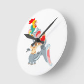 かわいい漫画ブレーメンタウンミュージシャンウォールクロック ラウンド壁時計 (傾斜)