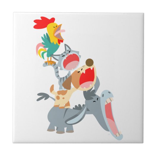 かわいい漫画ブレーメンタウンミュージシャンタイル タイル (正面)