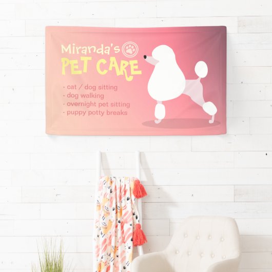 かわいい漫画プードルドッグイラストレーションペットケア 横断幕 (インサイチュ)