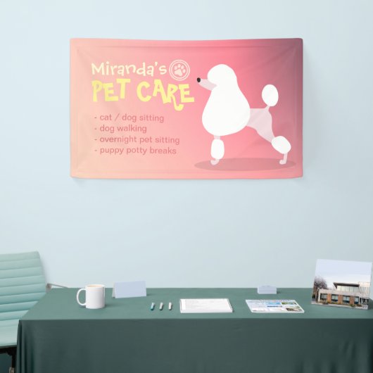 かわいい漫画プードルドッグイラストレーションペットケア 横断幕 (トレードショー)