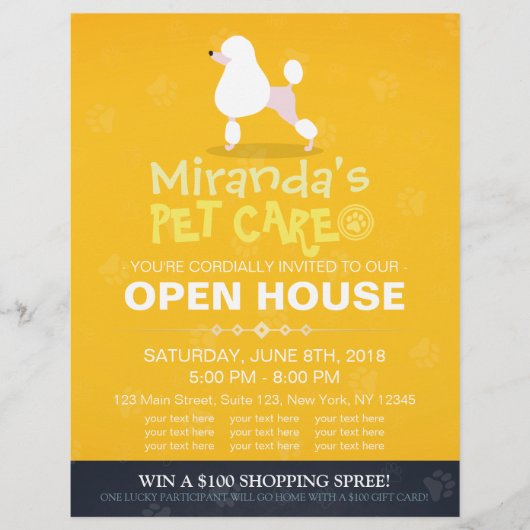 かわいい漫画プードルドッグショップオープンハウス チラシ (正面)