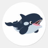 かわいい漫画ベビーオルカステッカー ラウンドシール (正面)