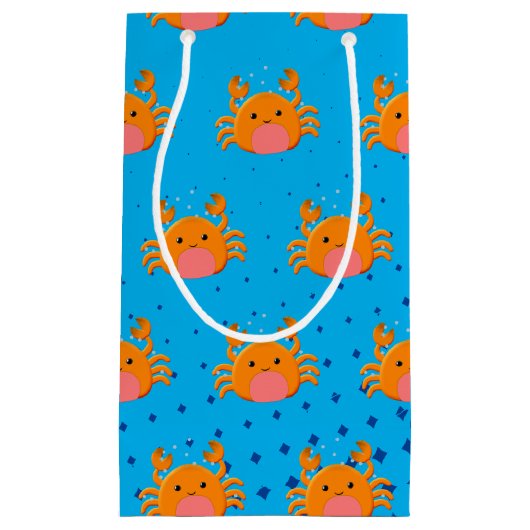 かわいい漫画ベビーカニブルー海 スモールペーパーバッグ (正面)