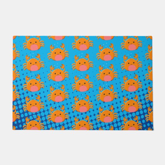 かわいい漫画ベビーカニブルー海 ドアマット (正面)