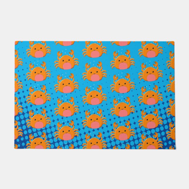 かわいい漫画ベビーカニブルー海 ドアマット (正面)