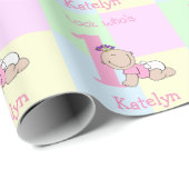 かわいい漫画ベビーガールピンク1st誕生日 ラッピングペーパー (ロールコーナー)