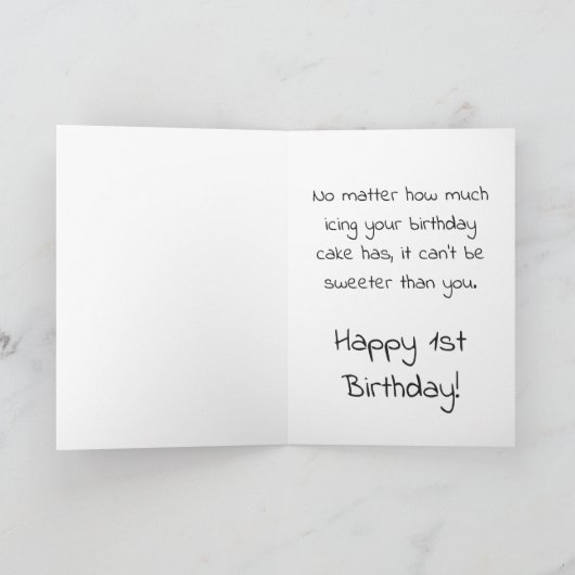 かわいい漫画ベビーガール1st誕生日 カード (内部)