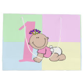 かわいい漫画ベビーガール1st誕生日 ラージペーパーバッグ (裏面)