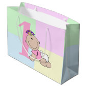 かわいい漫画ベビーガール1st誕生日 ラージペーパーバッグ (裏面アングル)