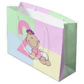 かわいい漫画ベビーガール2nd誕生日 ラージペーパーバッグ (裏面アングル)