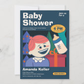 かわいい漫画ベビーシャワー招待状 招待状 (正面)