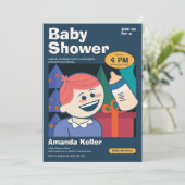 かわいい漫画ベビーシャワー招待状 招待状 (スタンド正面)