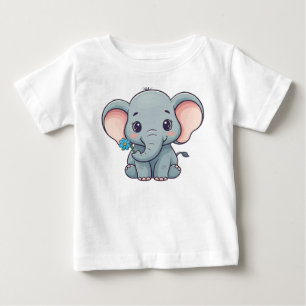 かわいい漫画ベビーゾウデザイン ベビーTシャツ