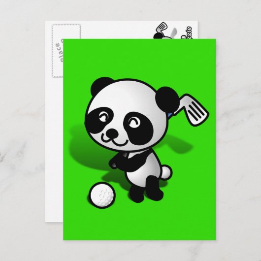 かわいい漫画ベビーパンダベアーゴルフ ポストカード (正面/裏面)