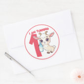 かわいい漫画ベビーヤギ誕生日 ラウンドシール (封筒)