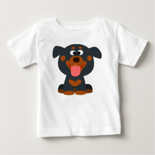 かわいい漫画ベビーロットワイラーベビーTシャツ ベビーTシャツ