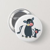 かわいい漫画ベルテッドガロウェイ牛と子牛 缶バッジ (正面&裏面)