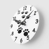 かわいい漫画ペットの歩道 ラウンド壁時計 (傾斜)