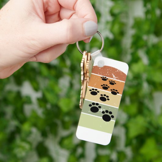 かわいい漫画ペットポートレイルヴィンテージサンセットキーチェーン キーホルダー (手)