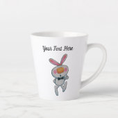 かわいい漫画ホワイトバニー弓ネクタイ親指アップ看板 カフェラテマグ (右)