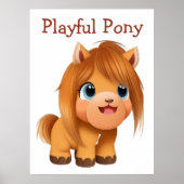 かわいい漫画ホースイラストレーションAIアート ポスター (正面)