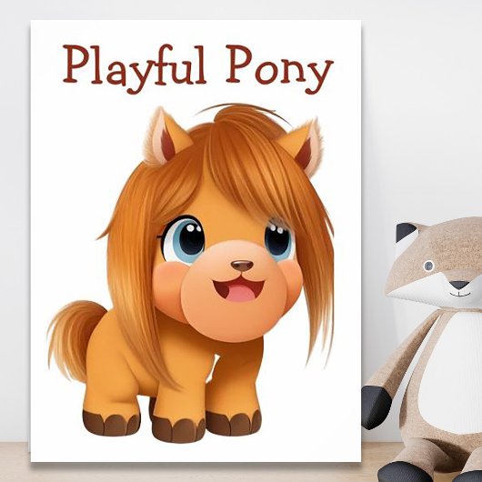 かわいい漫画ホースイラストレーションAIアート ポスター