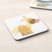 かわいい漫画ポニーと花のコルクコースター コースター (左側)