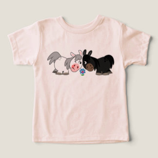 かわいい漫画ポニースタンドオフベビーTシャツ