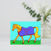 かわいい漫画ポニー着たラグ ポストカード (スタンド正面)