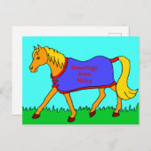 かわいい漫画ポニー着たラグ ポストカード (正面/裏面)