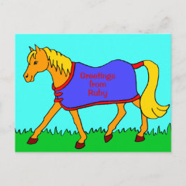 かわいい漫画ポニー着たラグ ポストカード