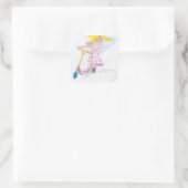 かわいい漫画マイクロスクーター女の子マイクロスクーター スクエアシール (バッグ)