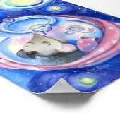 かわいい漫画マウスの水色 ポスター (角)