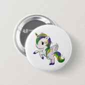 かわいい漫画マルディグラスユニコーンペガサス 缶バッジ (正面&裏面)