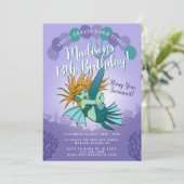 かわいい漫画マーメイドガーリーパープル13誕生日 招待状 (スタンド正面)