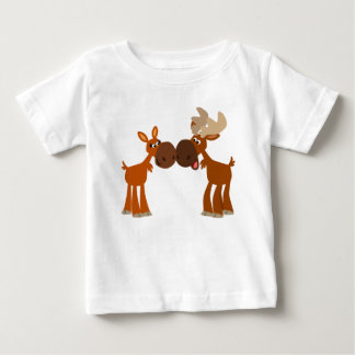 かわいい漫画ムースカップルの愛のベビーTシャツ ベビーTシャツ