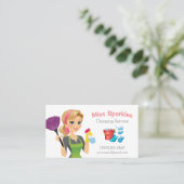 かわいい漫画メイドハウスクリーニングサービスQRコード 名刺 (スタンド正面)