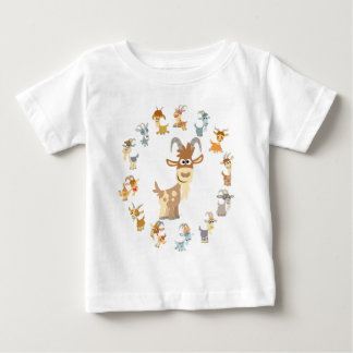 かわいい漫画ヤギのマンダラベビーTシャツ ベビーTシャツ