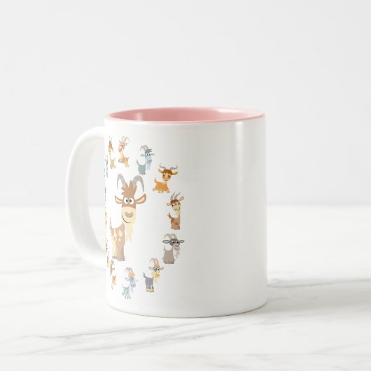 かわいい漫画ヤギのマンダラマグ ツートーンマグカップ (正面左)