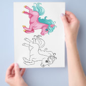 かわいい漫画ユニコーンのカラーリングページ チラシ (手)