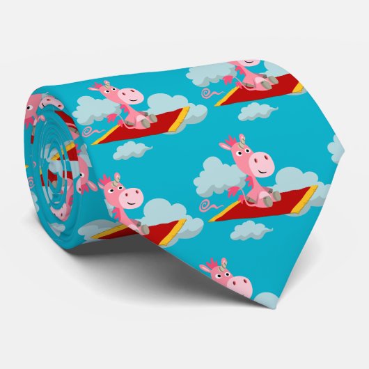 かわいい漫画ユニコーンの魔法カーペットライドタイ ネクタイ (ロール)