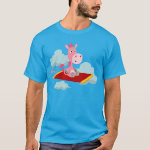 かわいい漫画ユニコーンの魔法カーペットライドTシャツ Tシャツ