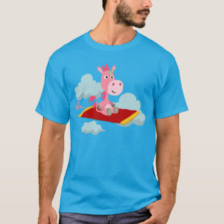 かわいい漫画ユニコーンの魔法カーペットライドTシャツ Tシャツ