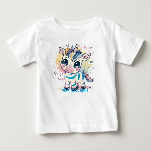 かわいい漫画ユニコーンベビー&幼児Tシャツデザイン ベビーTシャツ (正面)