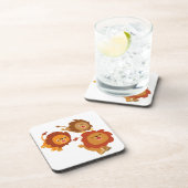 かわいい漫画ライオンズのコースターセットのハッピートリオ コースター (右側)