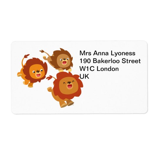 かわいい漫画ライオンズのハッピートリオ ラベル (正面)