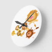 かわいい漫画ライオンズのパレードの壁時計 ラウンド壁時計 (傾斜)