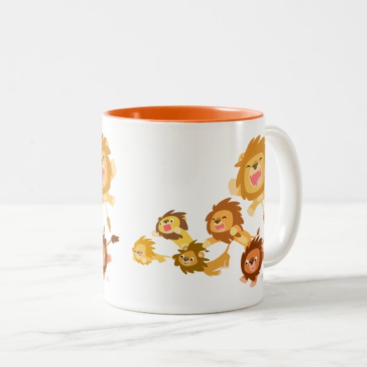 かわいい漫画ライオンズのパレード ツートーンマグカップ (正面右)