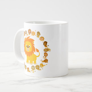かわいい漫画ライオンマンダラジャンボマグカップ ジャンボコーヒーマグカップ