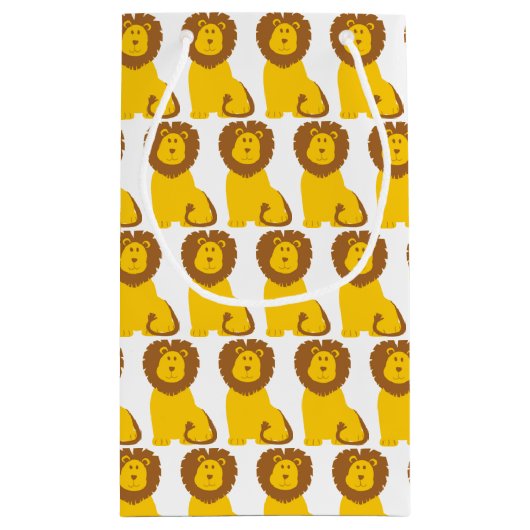 かわいい漫画ライオン動物動物園子供の誕生日パーティー スモールペーパーバッグ (裏面)